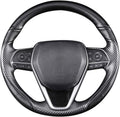 Matte Black Carbon Fiber & Nappa Leather Steering Wheel Cover J964