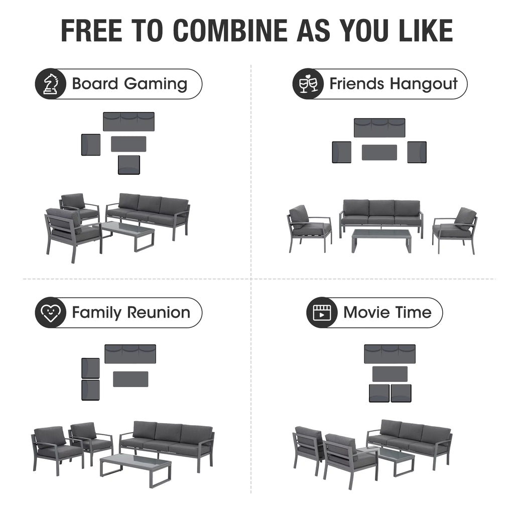 4 Piece Metal Patio Furniture Set with Cushions V230151