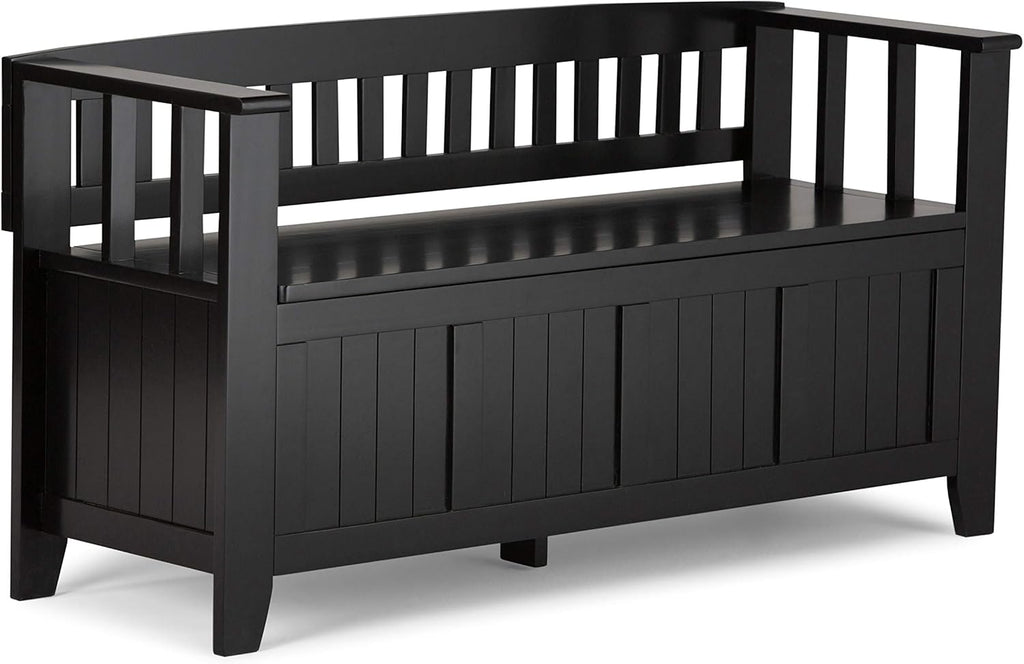 White Solid Wood 48 inch Storage Bench D351413