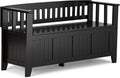 White Solid Wood 48 inch Storage Bench D351413