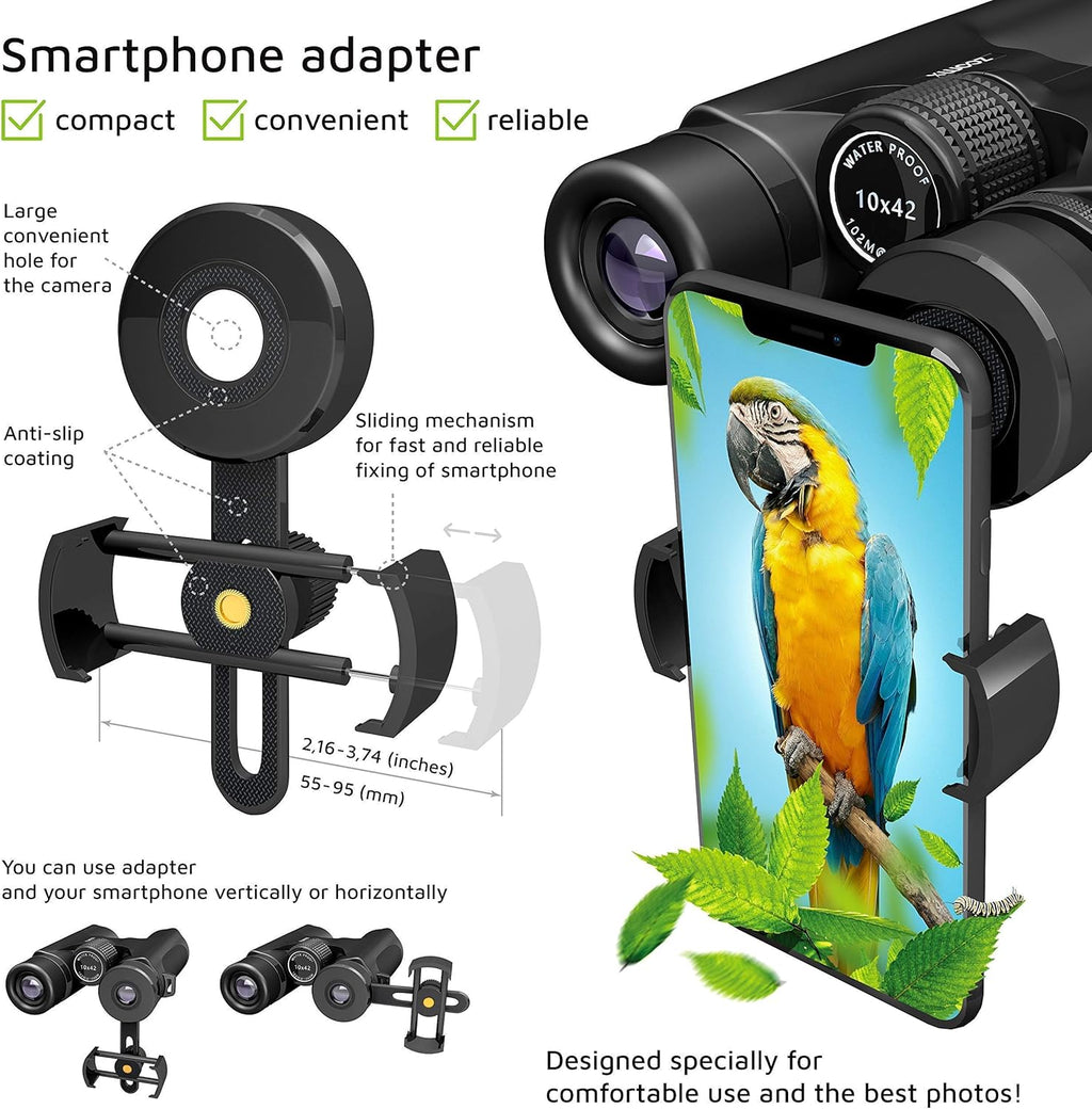 10x42 Waterproof HD Binoculars with Carrying Bag O69440