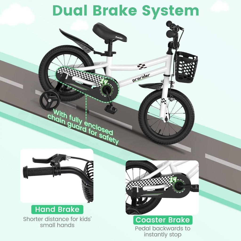 14 Inch Kids Bike with Training Wheels and Basket U572638