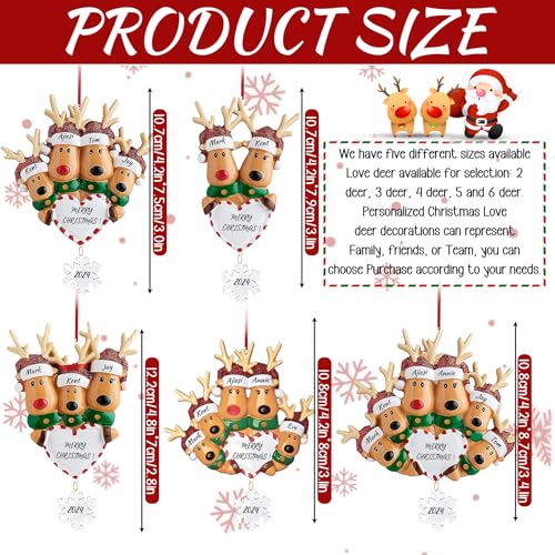 Reindeer Christmas Ornaments 3D Resin Family of 4 G523202
