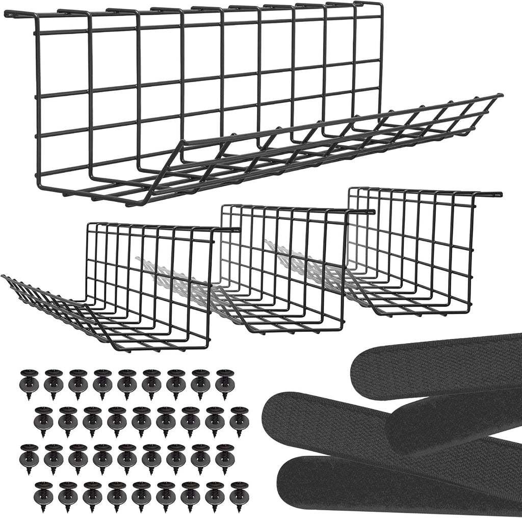 Black Wire Cable Management Tray, Set of 4X 17'', Pack of 2 O726