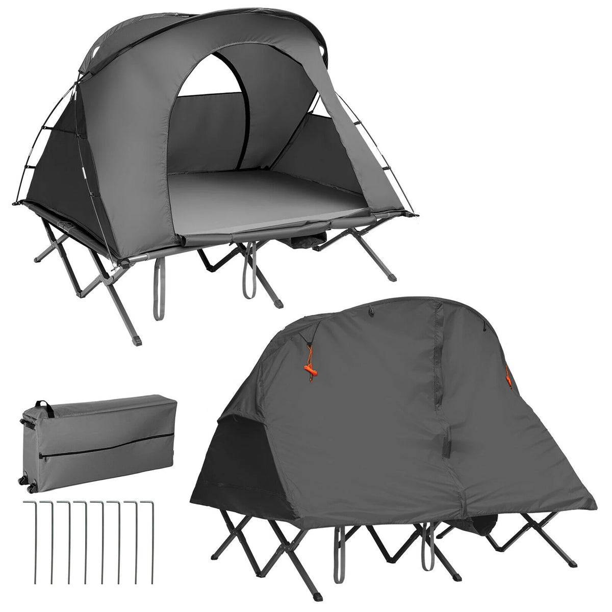 2-Person Elevated Camping Tent Cot with External Cover Green P4963