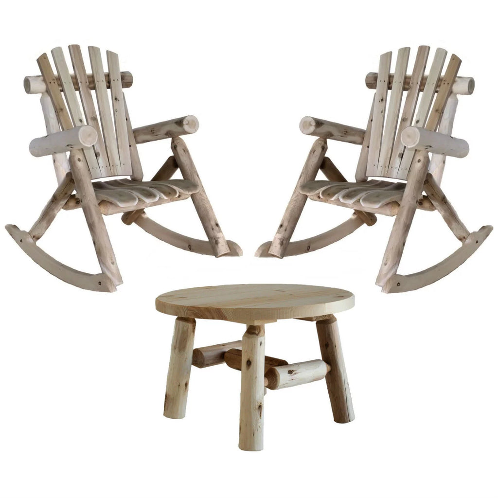 Patio Rocking Chair Set of 2 with Round Table V525