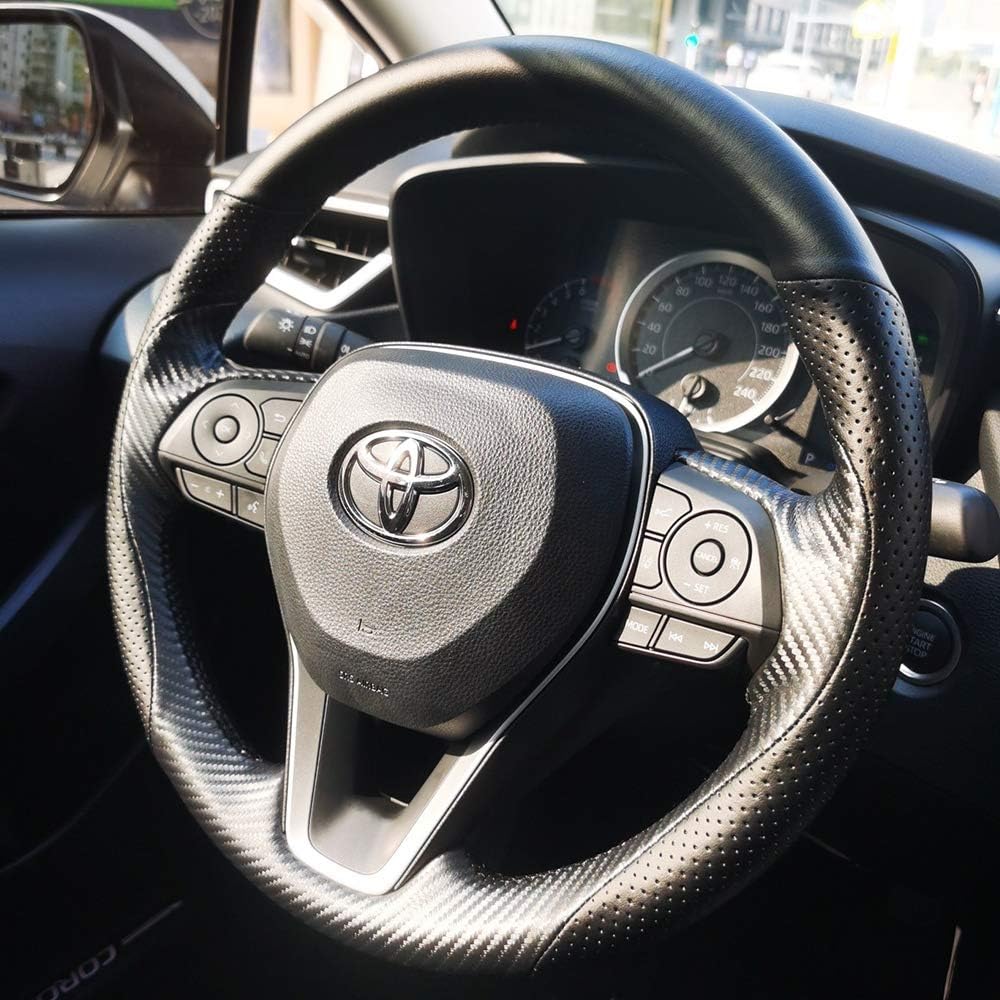 Matte Black Carbon Fiber & Nappa Leather Steering Wheel Cover J964