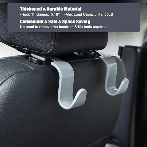 Car Seat Headrest Hook 4 Pack Storage Organizer Black V97014