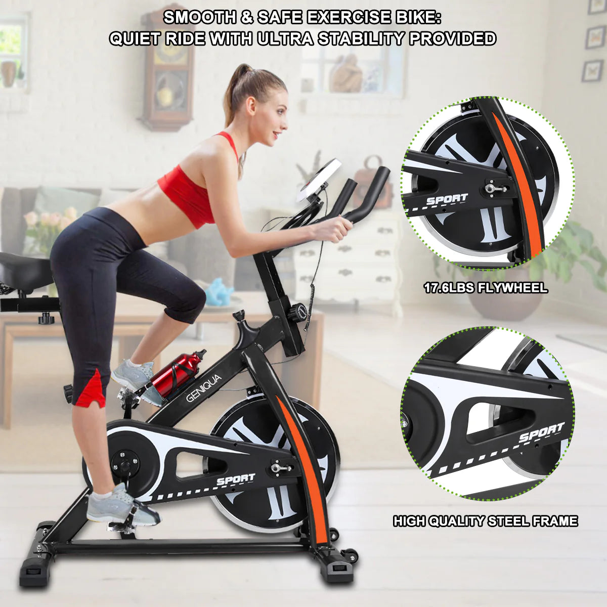 Black Indoor Exercise Bike Stationary Cycling I442