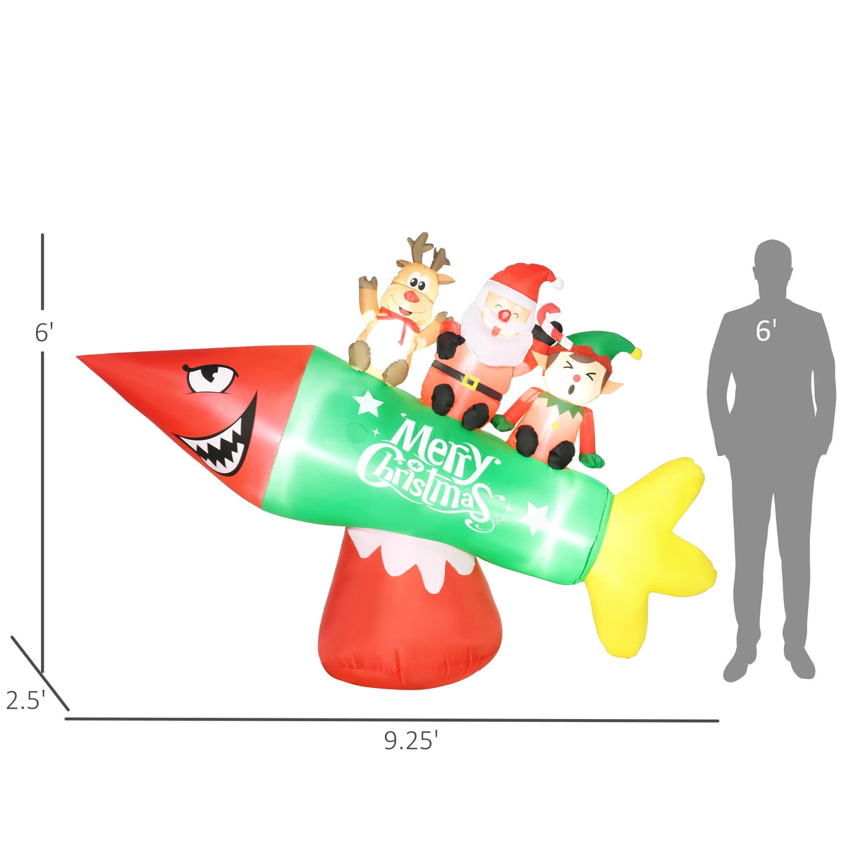 Inflatable Christmas Rocket with Santa Claus LED Yard Display Y91574