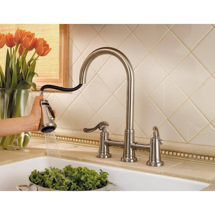 Brushed Nickel 2-Handle Pull-Down Kitchen Faucet J528905