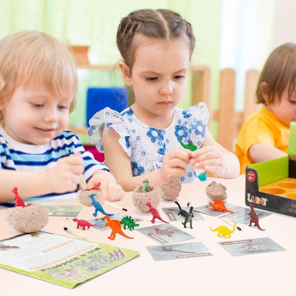 12 PCS Dinosaur Excavation Toys with Dinosaur Eggs W965463