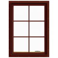 28 in. x 40 in. Red Painted Clad Wood Right-Handed Casement Window with Colonial Grids T611407