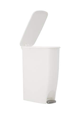 White 11.3 Gallon Plastic Step On Trash Can H438481