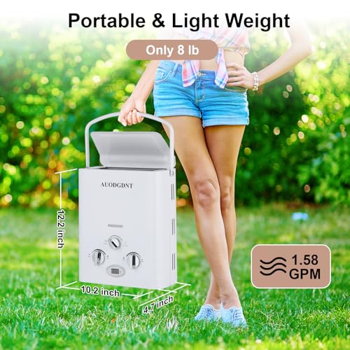 Portable Propane Tankless Water Heater 1.58 GPM with LED Display and 3-Mode Shower Head I335297