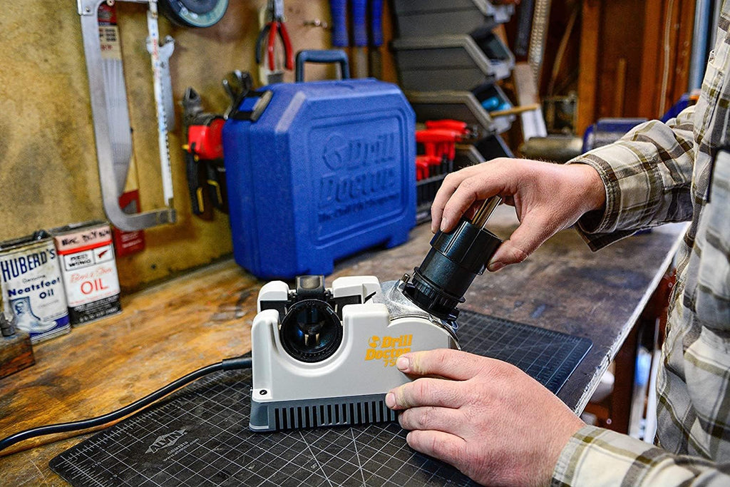 Drill Bit Sharpener for High-Speed Steel, Masonry, Carbide, Cobalt, TiN-coated Drill Bits, Adjustable Angles 115° to 140°, Sharpens 3/32in to 3/4in Drill Bits N57515