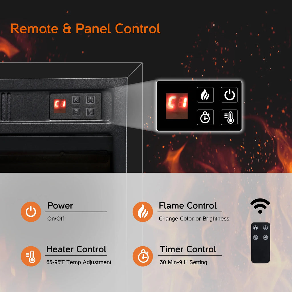 Electric Fireplace Heater with Thermostat, Remote Control Y560925