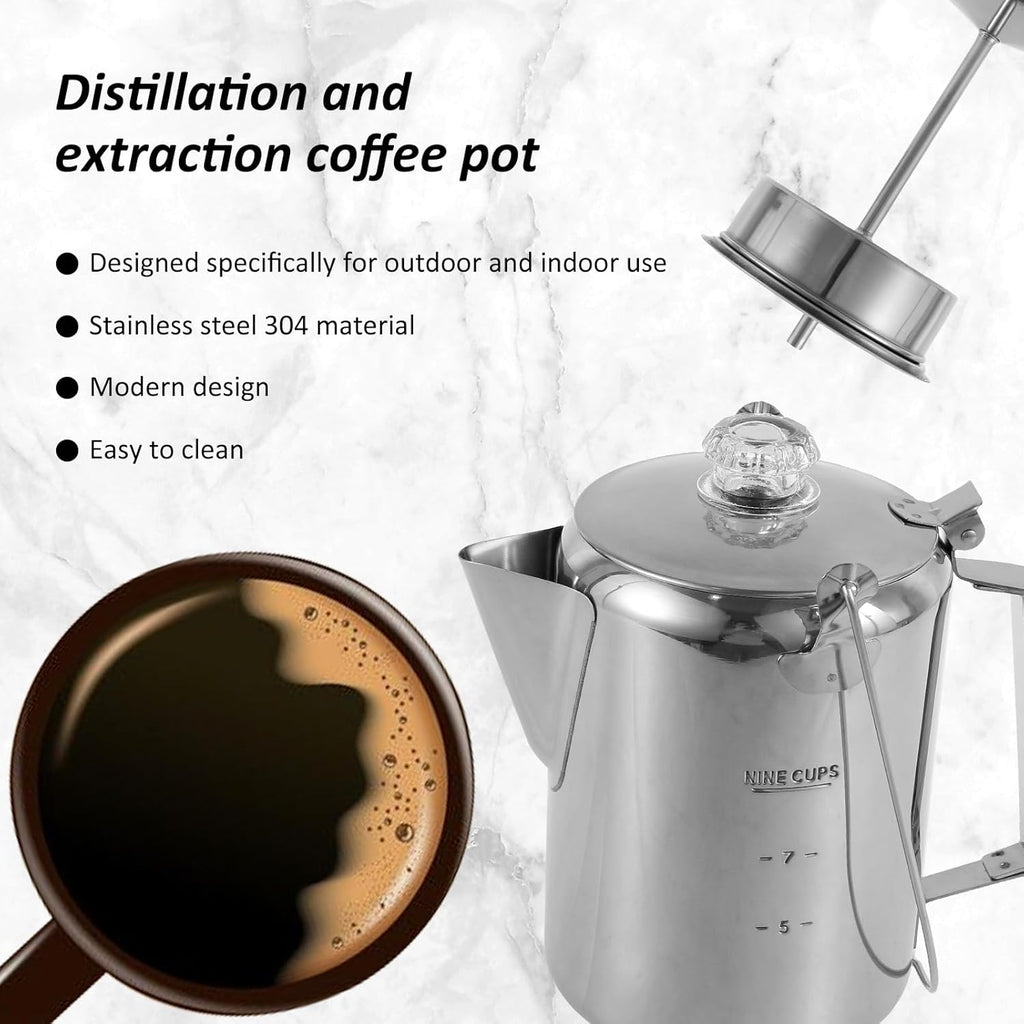 9 Cup Stainless Steel Camping Coffee Pot C67154