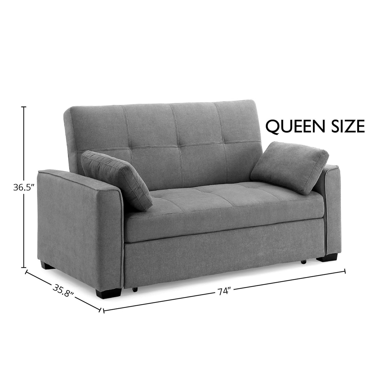 Light Gray Queen Size Chenille Sleeper Sofa V389327