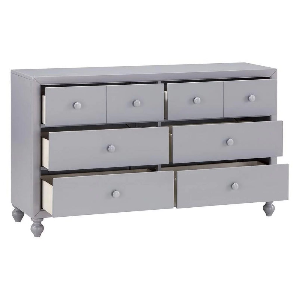 Gray 6 Dovetail Drawers Modern Wood Dresser I445307