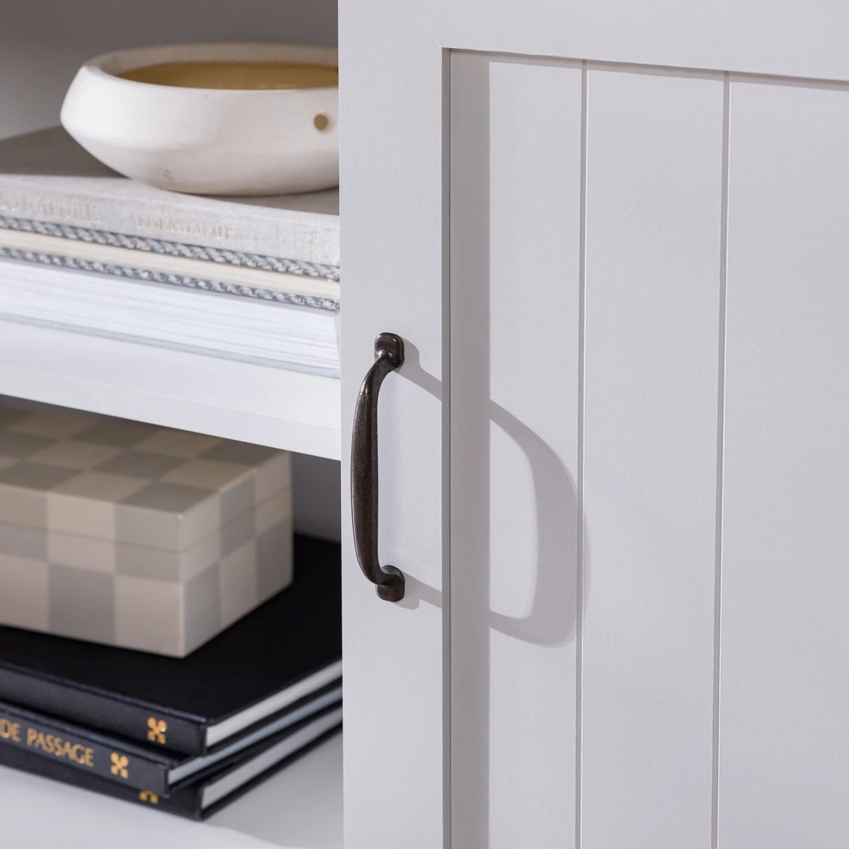 White Grooved-Door TV Stand M183014