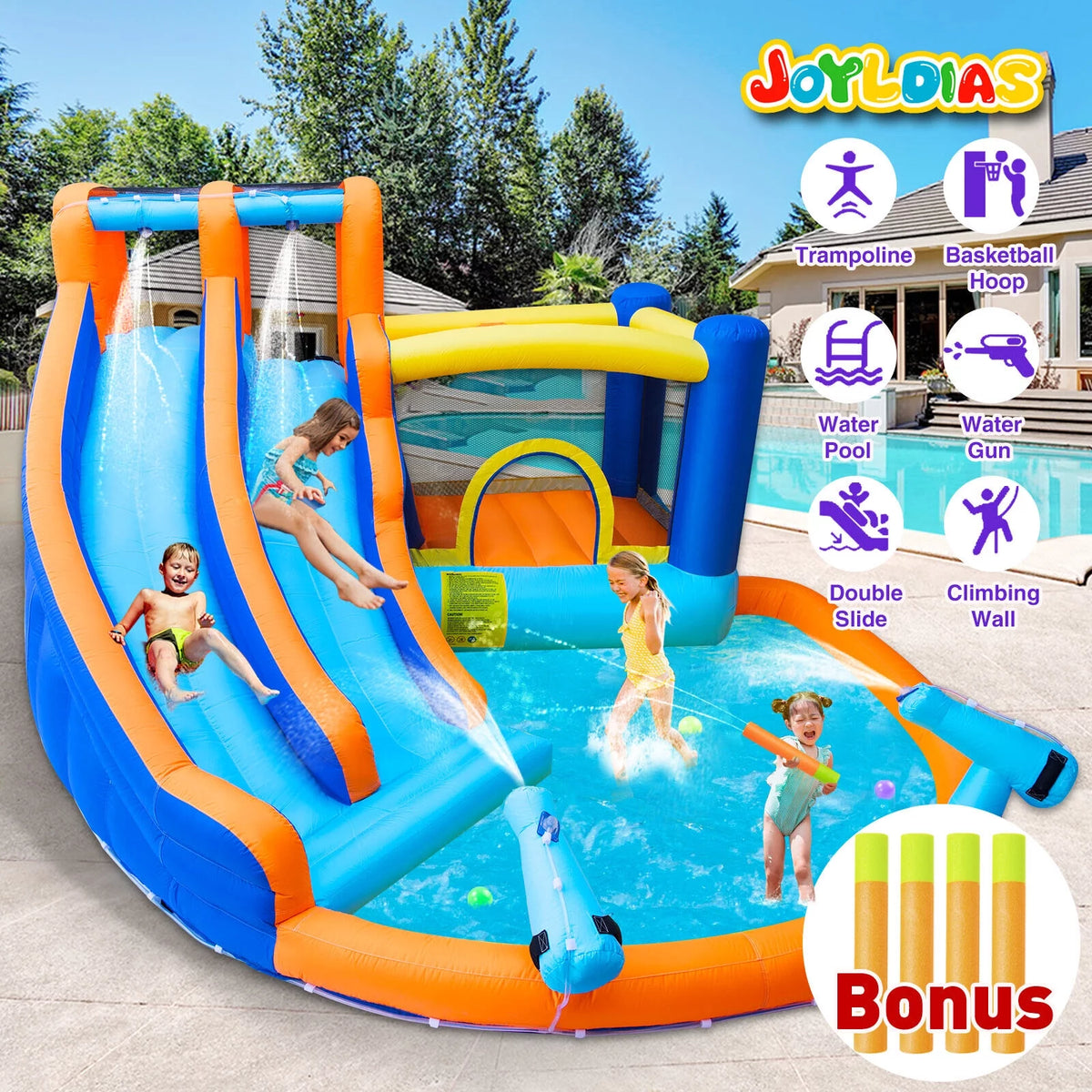 Kids Inflatable Water Slide Bouncer with Pool and Air Blower X2417