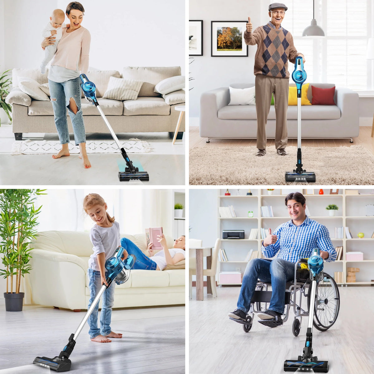 Cordless Vacuum Cleaner with 2 Batteries, 10-in-1 Lightweight Stick Vacuum H8586