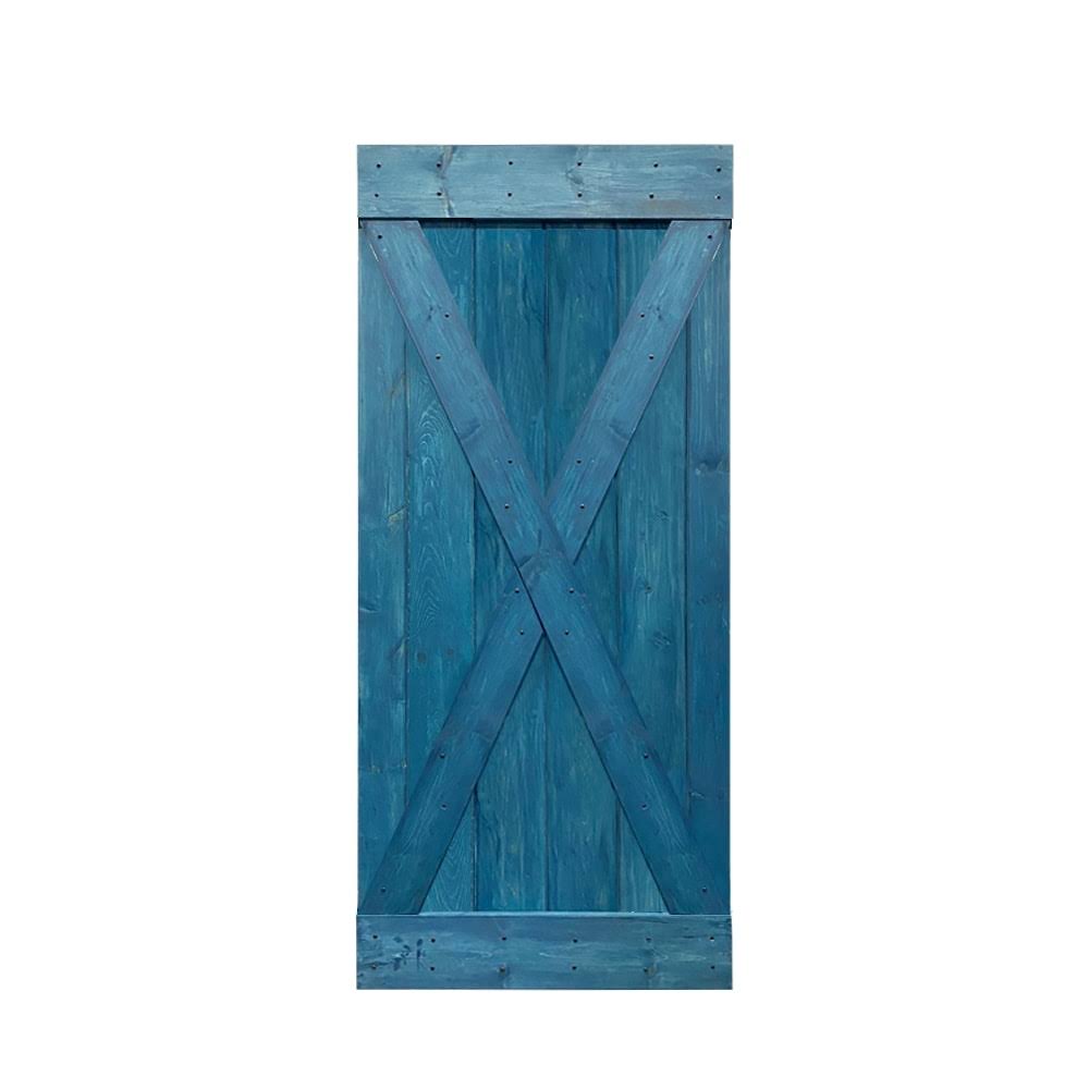 Weather Gray Solid Knotty Pine Wood Interior Sliding Barn Door Slab M746