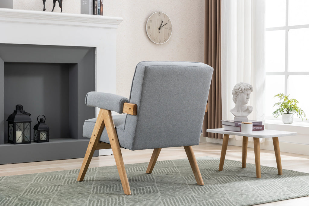 Mid-Century Modern Accent Chair with Solid Wood Armrest K581278