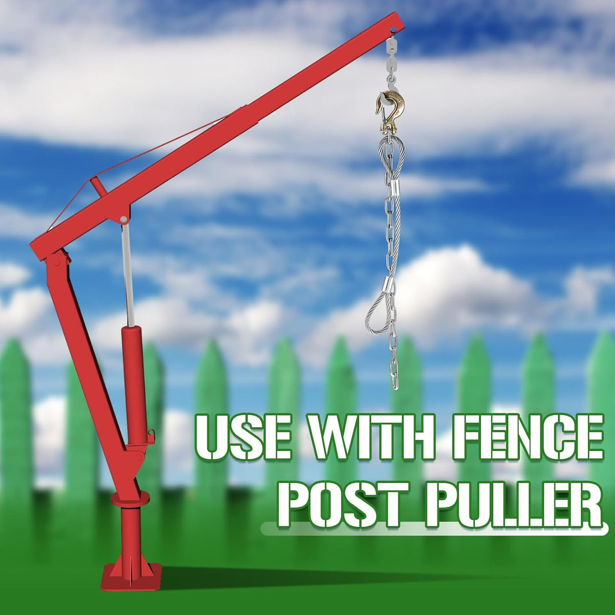 Silver 42.13 Inches Long Heavy Duty Fence Post Puller Tool with Chain and Slip Hook V17890