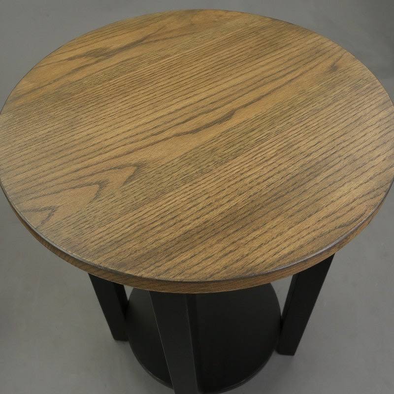 Round End Table with Solid Red Oak Top W190784