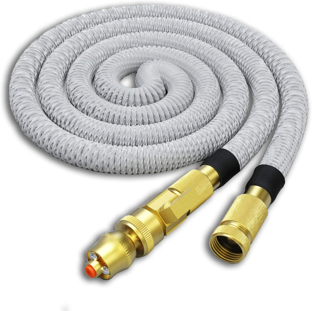 75FT Expandable Garden Hose with Brass Fittings and Jet Nozzle T302916