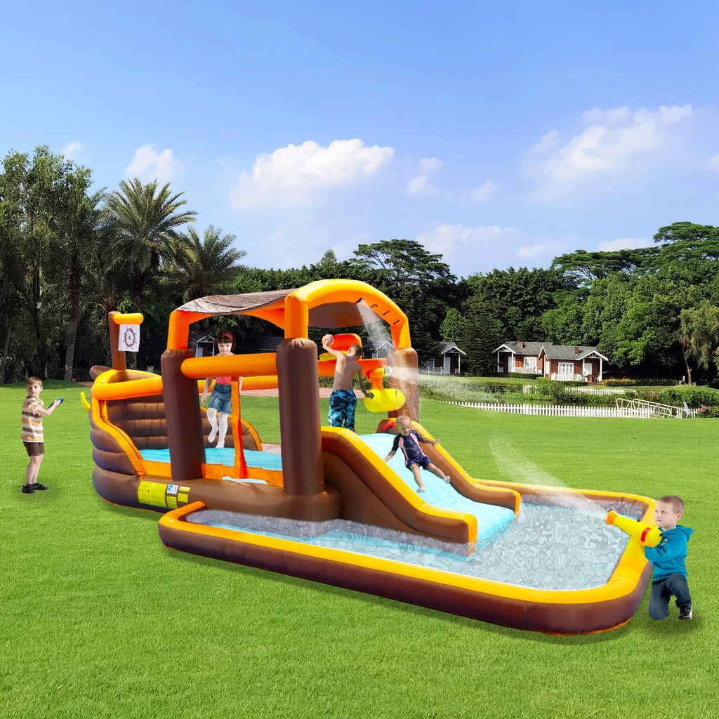 Inflatable Bounce Slide Water Park with Play Pool and Blower H221