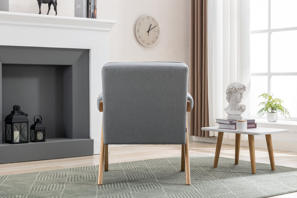 Mid-Century Modern Accent Chair with Solid Wood Armrest K581278