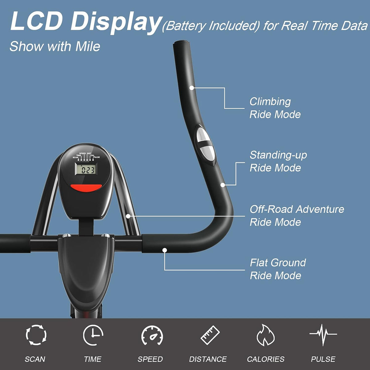 Magnetic Belt Drive Indoor Exercise Cycling Bike with LCD Monitor U5081