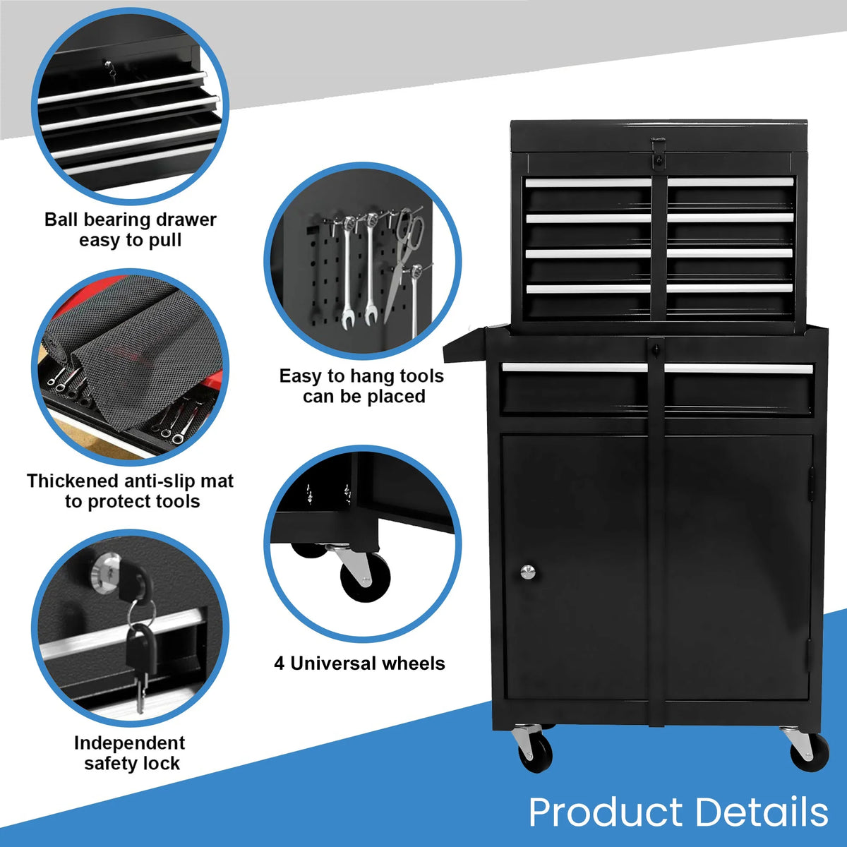 Blue 8 Drawer Steel Rolling Tool Chest R268