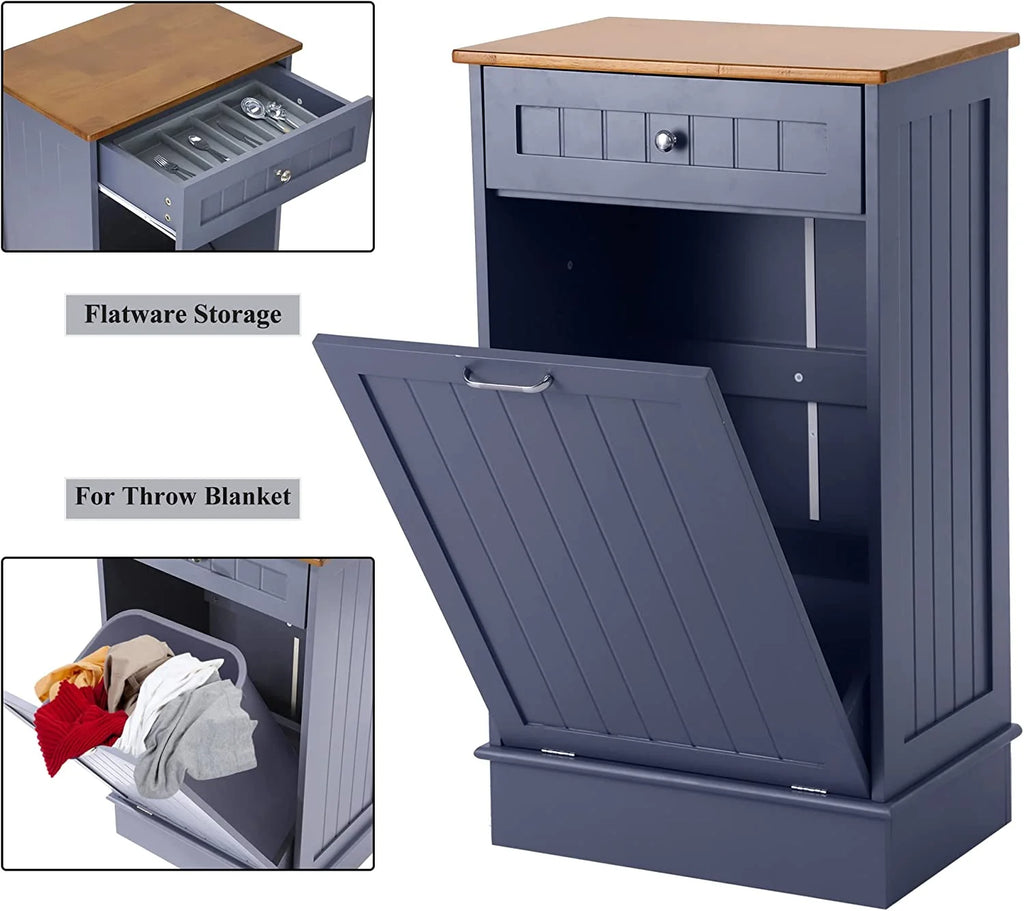 Mist Blue Tilt Out Trash Cabinet with Drawer W594703