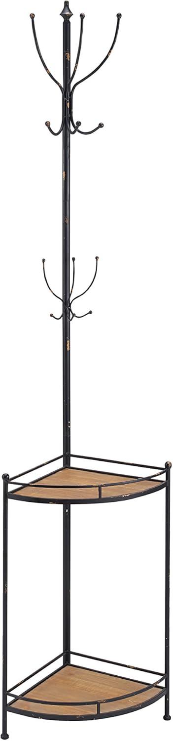 Black Metal and Wood Coat Rack C385174