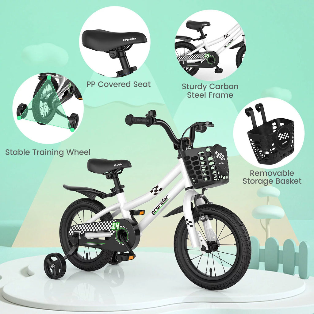 14 Inch Kids Bike with Training Wheels and Basket U572638