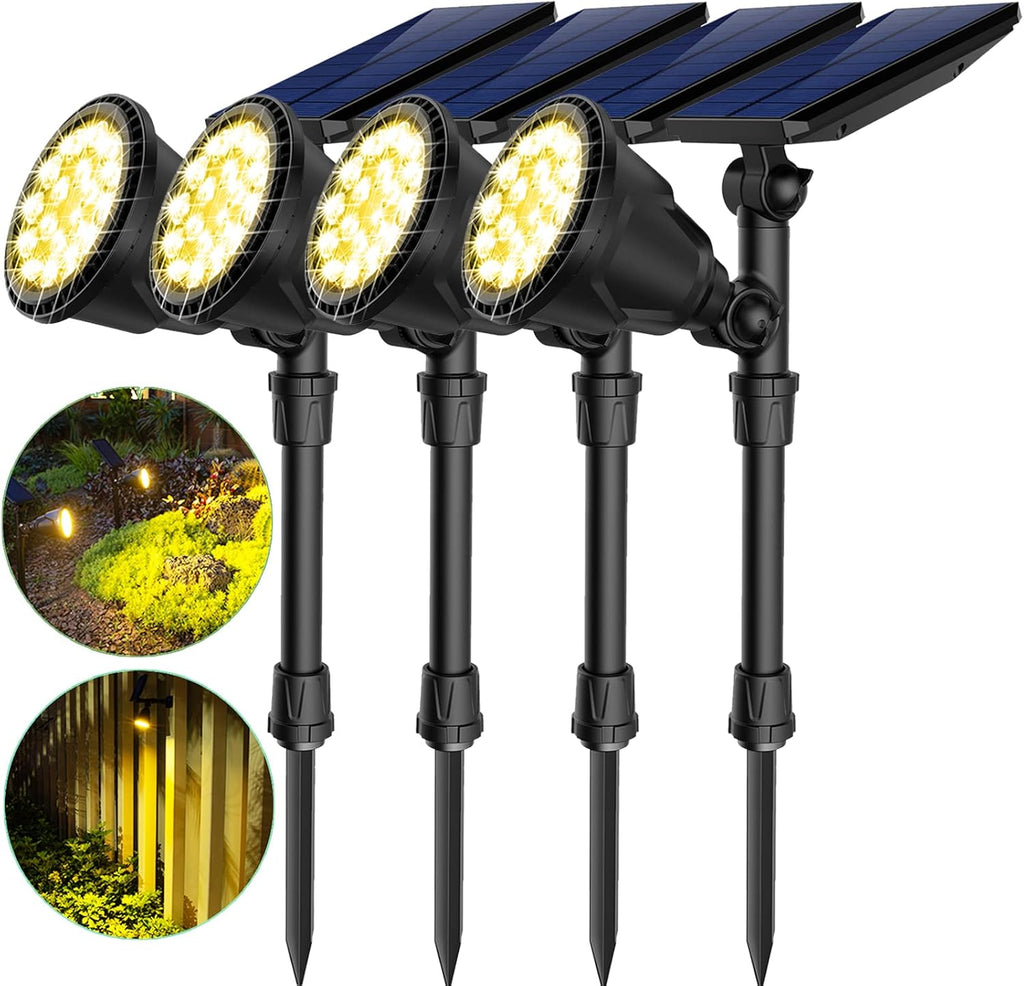 Waterproof 600 Lumen 18 LED Solar Spotlights Warm White 4 Pack J791815