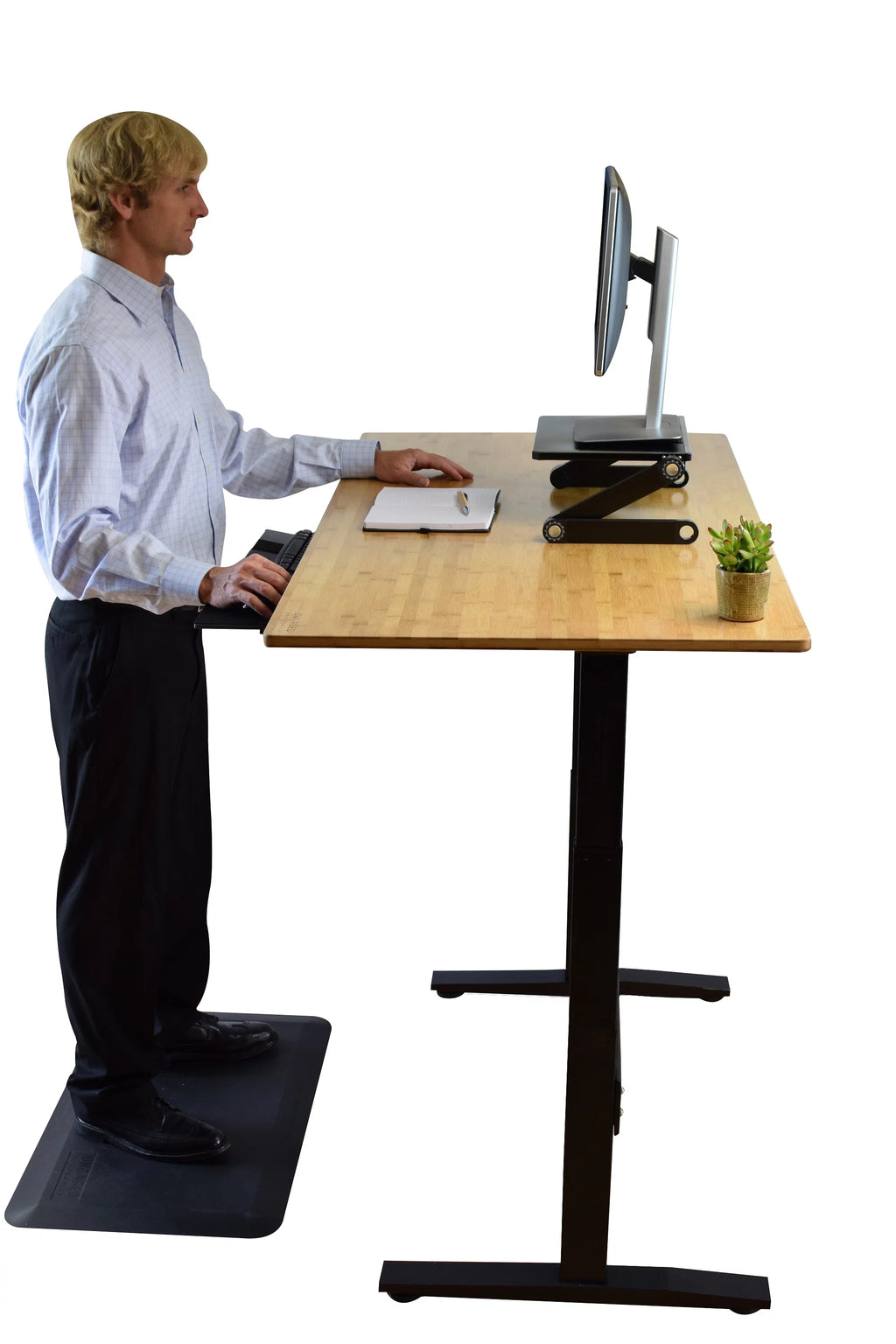 Natural Bamboo Dual Motor Adjustable Computer Desk A166