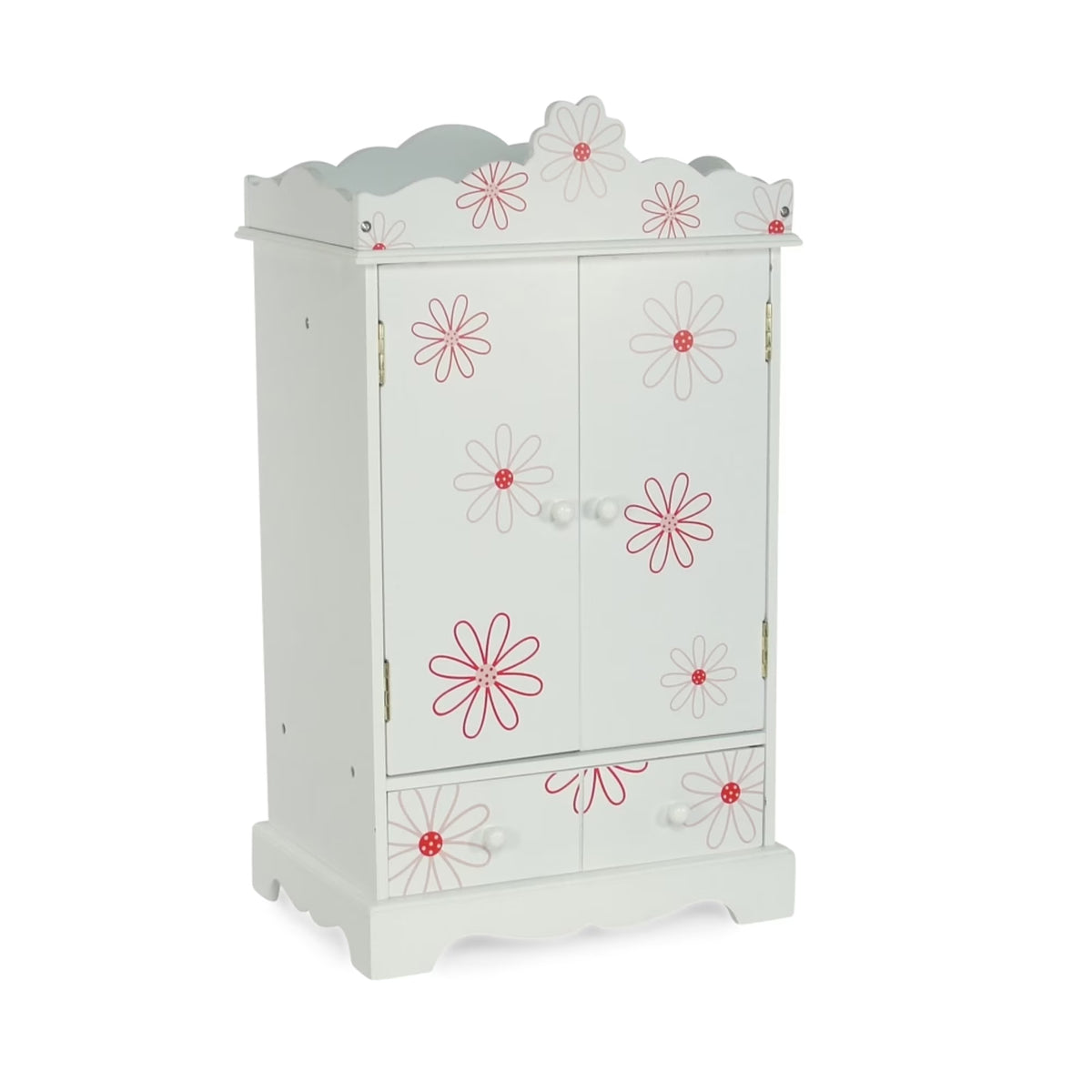18 Inch Doll Clothes Storage Closet Armoire with 3 Notched Doll Clothes Hangers B4247