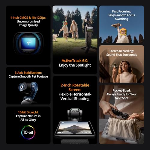 1'' CMOS 4K/120fps Vlog Camera with 3-Axis Stabilization and Mic C6493