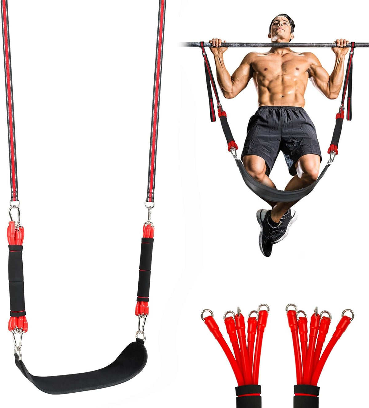 660LBS Heavy Duty Pull-up Assist Band Set with Fabric Rest F393