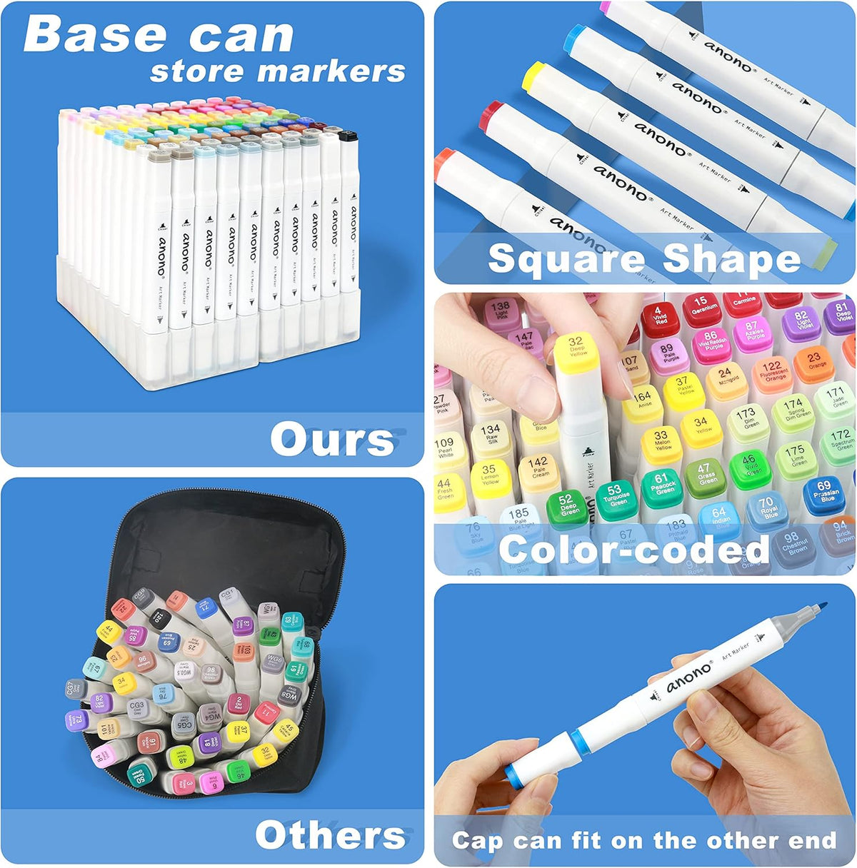 48 Colors Alcohol Markers Set Double Tipped Y64259