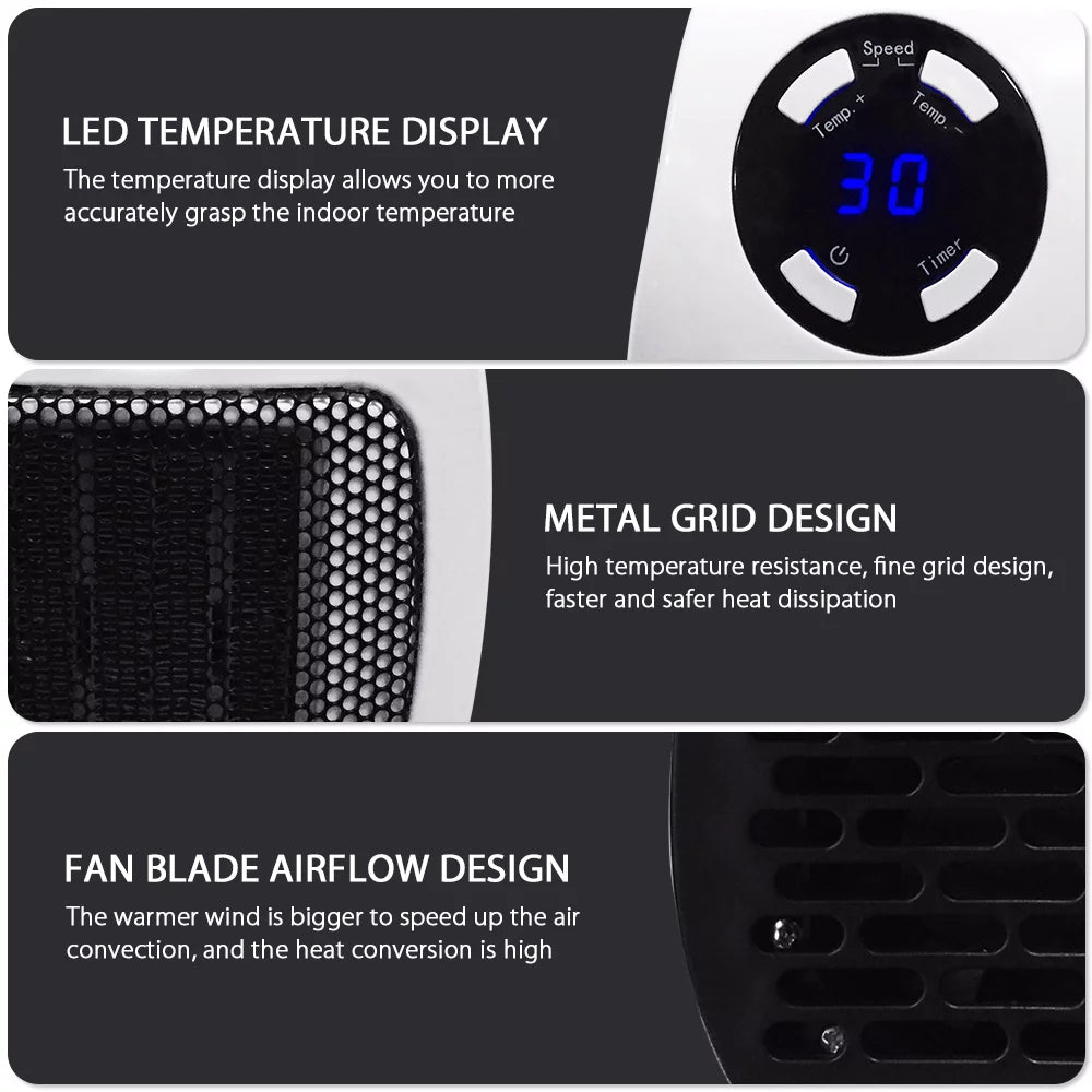 500W Plug-in Space Heater with Adjustable Thermostat and Timer W448130