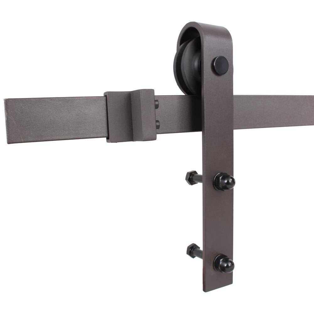 Walnut Solid Knotty Pine Wood Interior Sliding Barn Door with Hardware Kit E575799