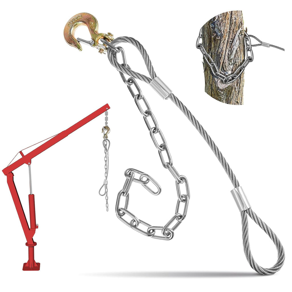 Silver 42.13 Inches Long Heavy Duty Fence Post Puller Tool with Chain and Slip Hook V17890