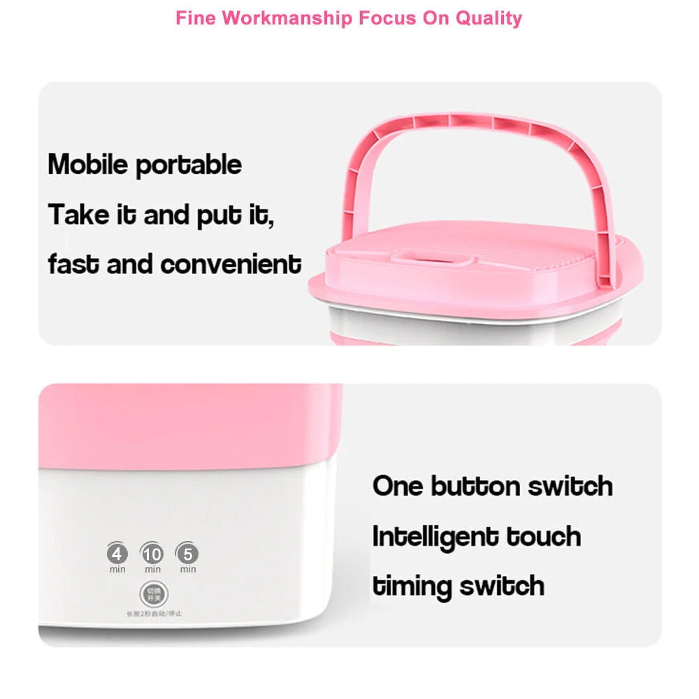 Mini Folding Portable Washing Machine with Dryer Bucket Blue R11759