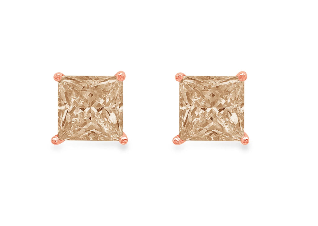 1.0 ct Princess Cut Solitaire Studs Earrings in 18K Rose Gold E299757